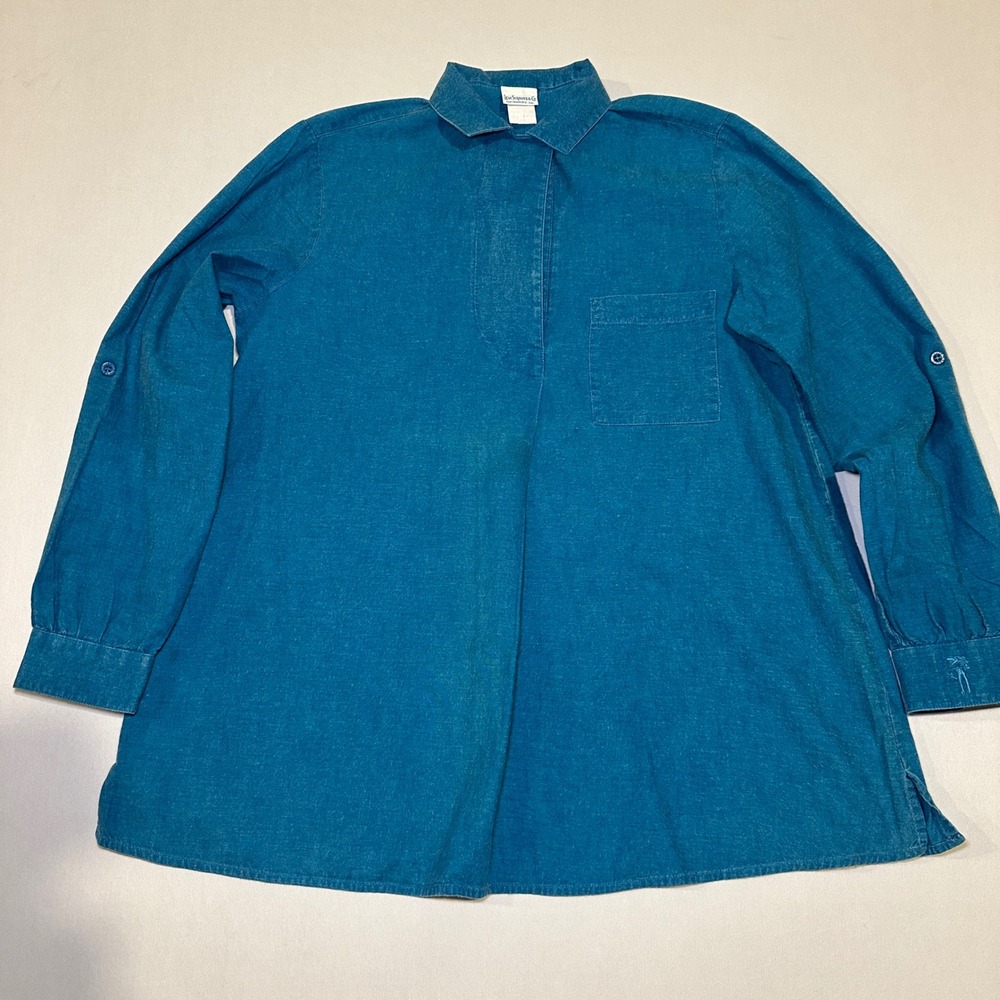 50s Levi's Henley Shirt Medium Blue Popover Band Collar Pullover Workwear‎